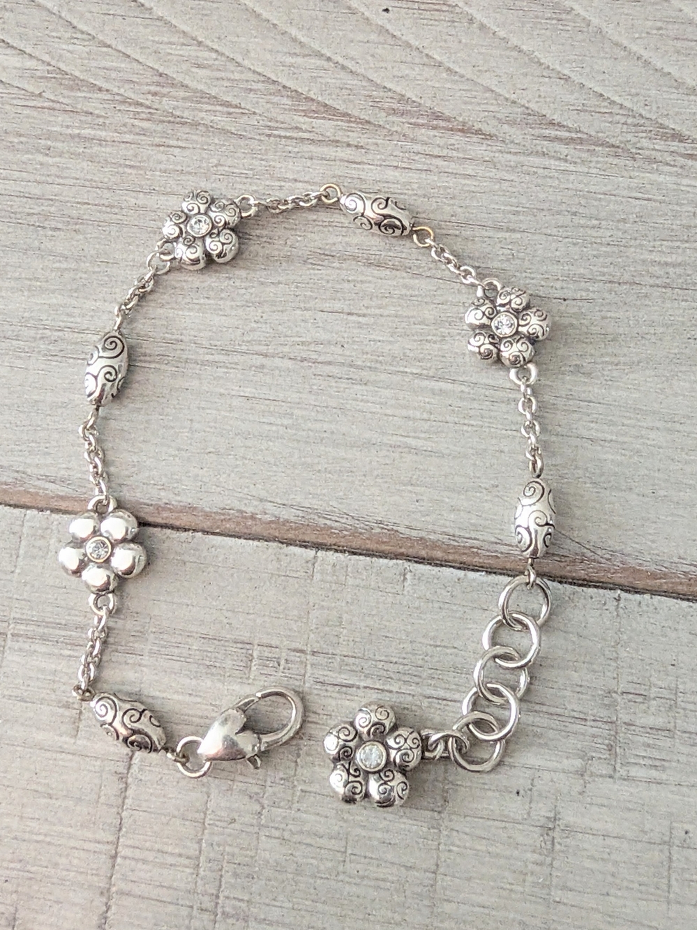 vintage silver-plated flower bracelet by Brighton